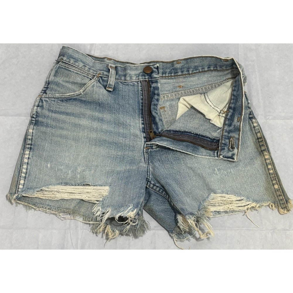 Wrangler Light Blue Distressed Denim Jean Shorts